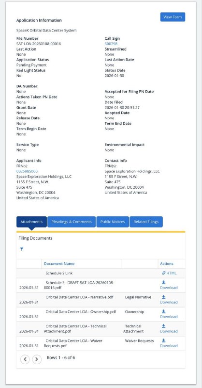 SpaceX于2026年1月30日向FCC提交申请，计划部署至多100万颗卫星构建轨道数据中心网络，支持全球AI推理和数据处理，文件强调利用太阳能实现高效低成本计算。配图