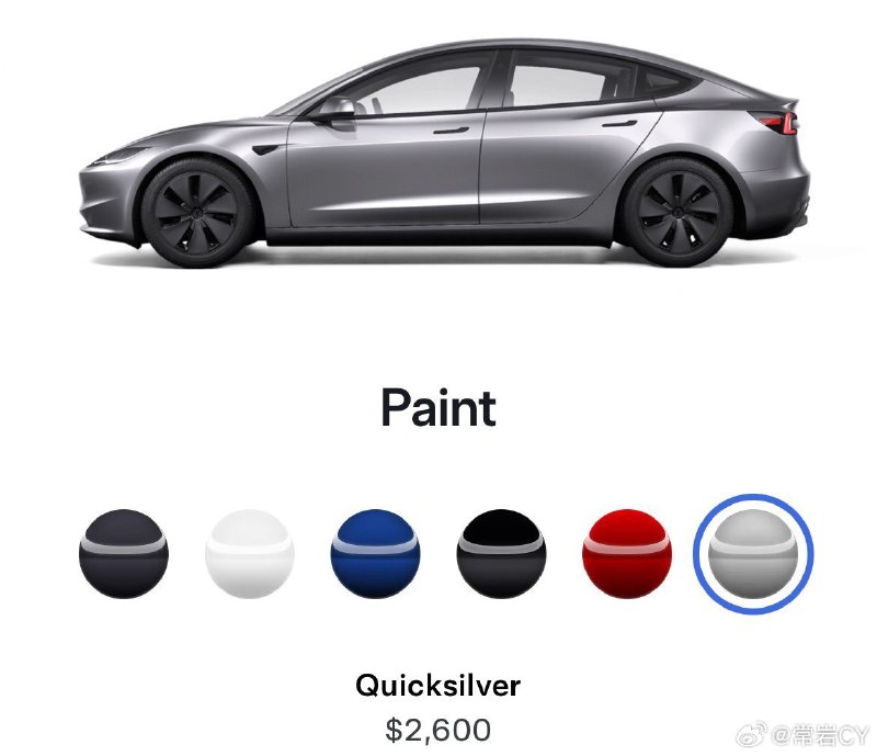 特斯拉在加拿大和美国为Model 3推出了"Quicksilver"配色。配图