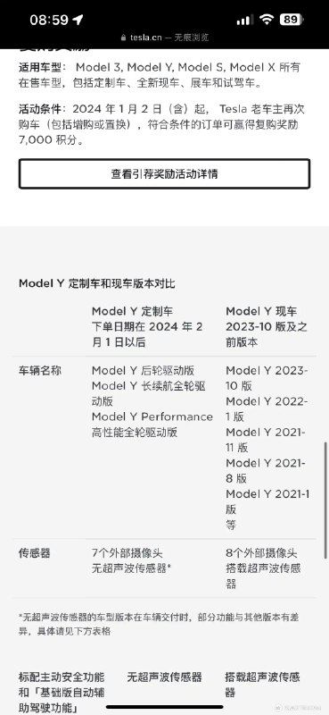 确实，Model Y 没有超声波咯，全系纯视觉！配图