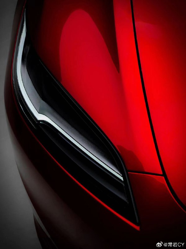焕新版Model 3的灯光特写，动人心魄。配图
