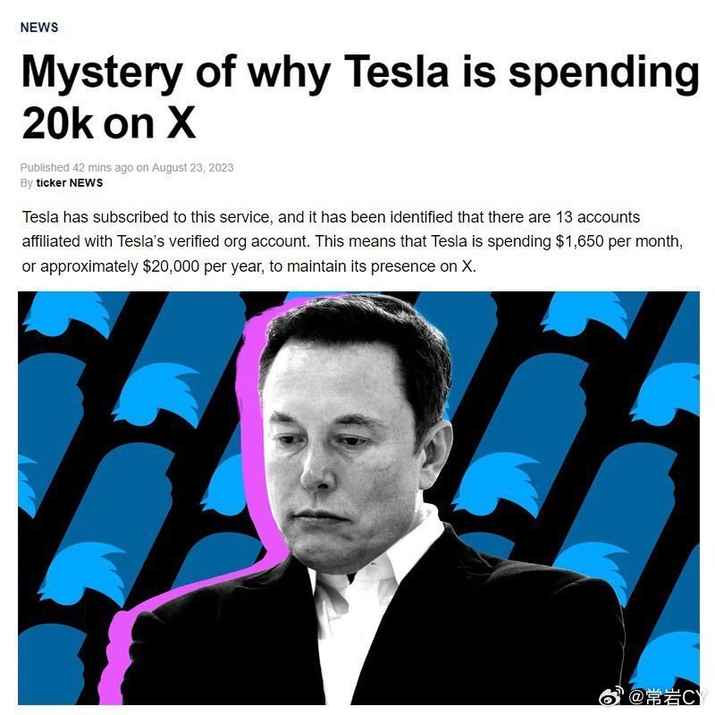 在最新发布的特斯拉财务数据中，大家发现了一件好玩的事情，那就是特斯拉每年要给X支付两万美元。配图