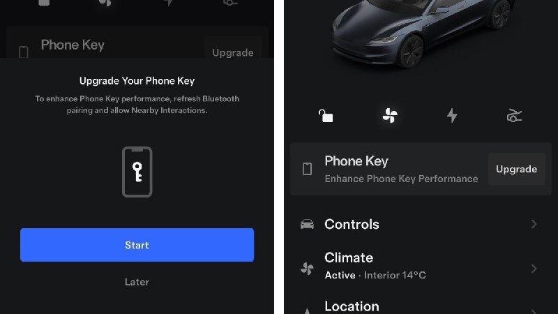 Tesla 在2024.2.3系统中将更新 UWB 手机钥匙。配图