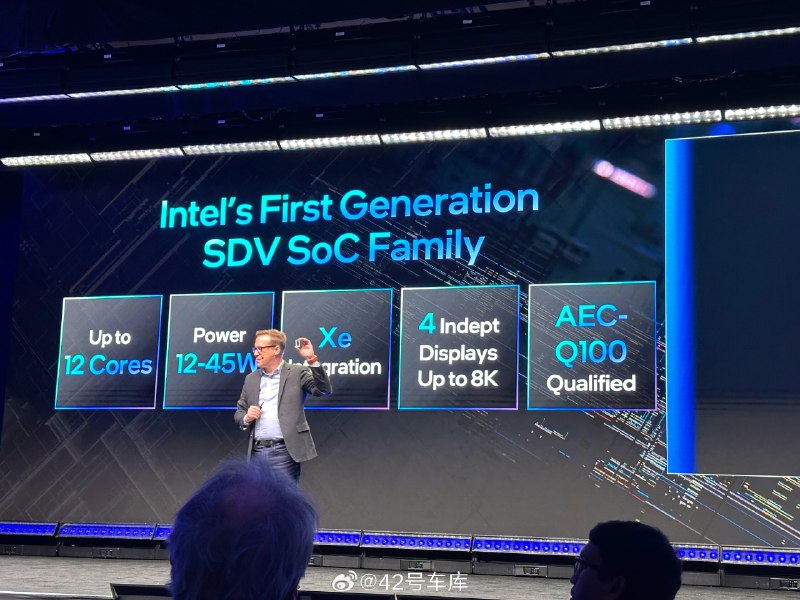 刚刚，Intel 正式发布了第一代专门面向汽车行业的 SDV SoC——该 SoC 的最高可达 12 核，功率是 12-45 W。配图