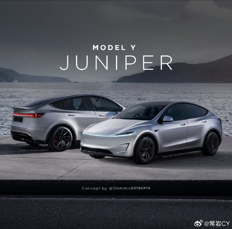 美国设计师绘制的 Model Y 改款猜想图，这个尾灯……风格变化好大。配图