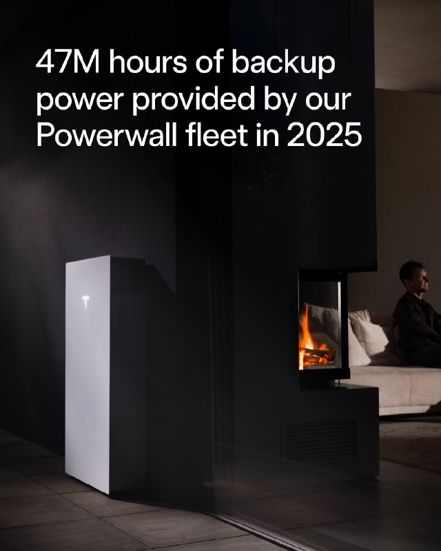 马斯克转发特斯拉推文称 Powerwall 虚拟电厂 2025 年防止 650 万次停电配图