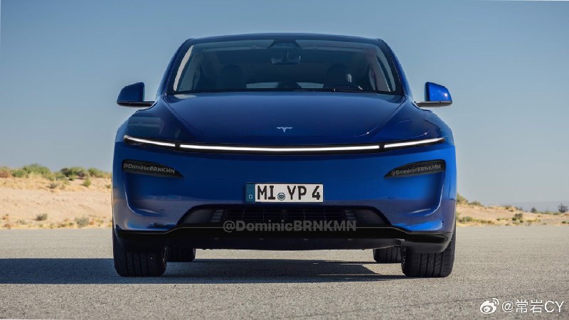美国设计师绘制了 Model Y 改款可能的前脸图…配图