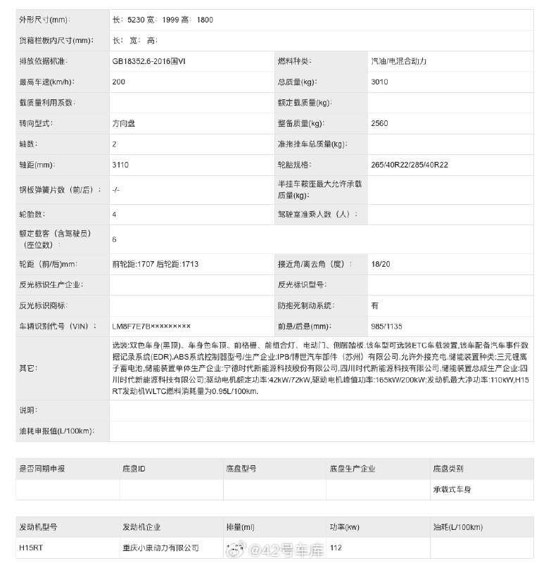 问界 M9 增程版登录工信部。配图
