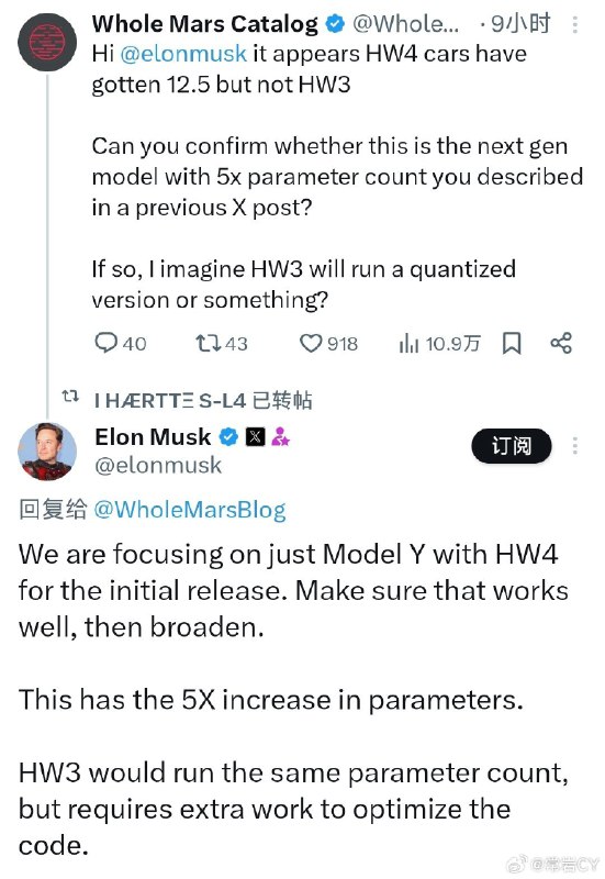 FSD HW3.0 已经在 12.5 版本上遇到了“力不从心”的情况。配图