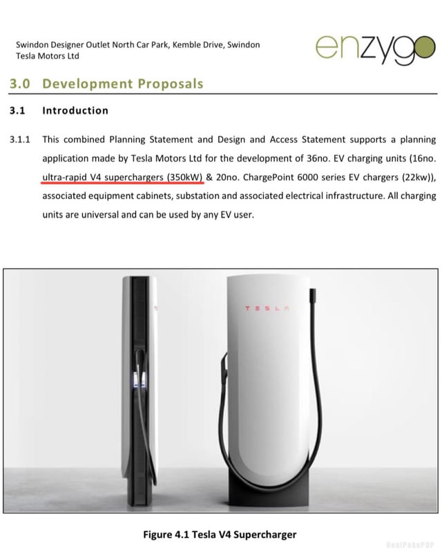 Filing confirms V4 Supercharger Stalls are capable of 350kW Charging配图