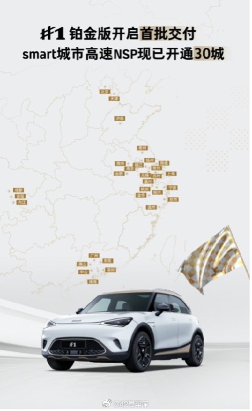 搭载了smart Pilot Assist 2.0 的 smart 精灵1 铂金版开始交付。配图