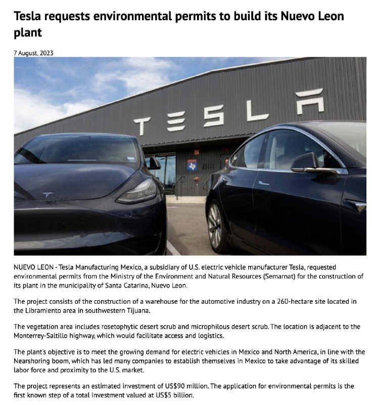 The project represents an estimated investment of $90 million. The application for environmental permits is the first known step of a total investment valued at $5 billion.配图