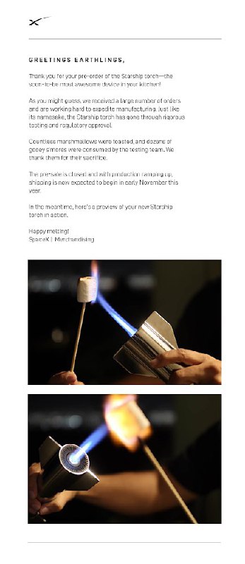 SpaceX has provided an update on its $175 Starship torch. It'll ship in Q3 2023.配图