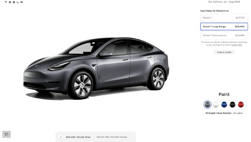 BREAKING: @Tesla has changed the free color option in North America for the Model Y & Model 3 to Midnight Silver (from White). The White color option is now $1,000 (it was free before).配图