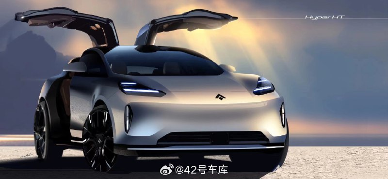 昊铂 HT 来了，定位中大型豪华纯电SUV，同级独有鸥翼门，超大尺寸空间。配图