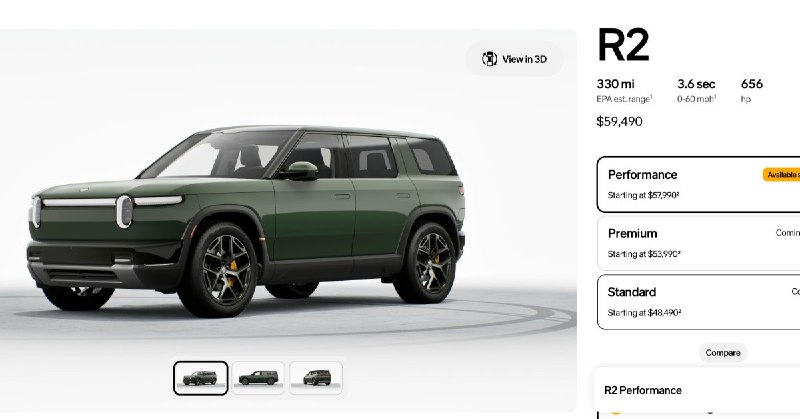 Rivian 提前开放 R2 配置器：价格与选项一览配图