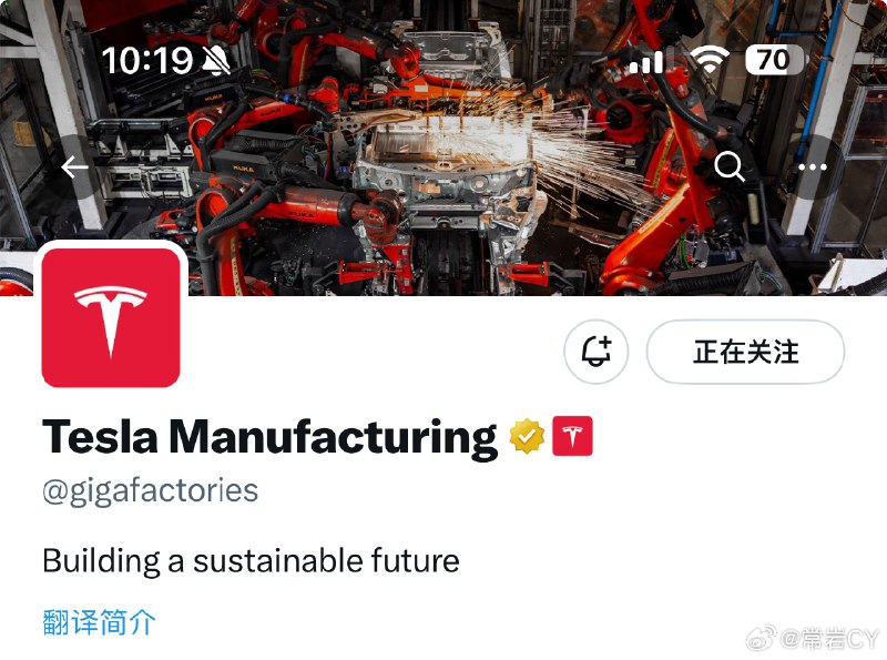 特斯拉开通了生产制造的官方账号，这一部分成为了特斯拉最近宣传品牌形象的重点。配图