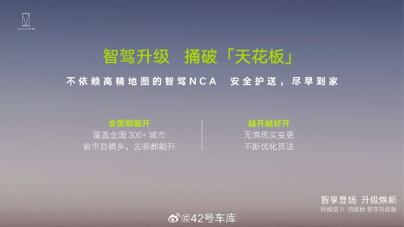 阿维塔 11 鸿蒙版 智享升级款在智驾方面的升级:配图