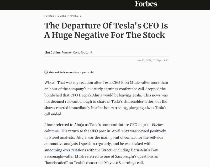 PERSPECTIVE: This article was published in 2019, shortly after Tesla's then-CFO, Deepak Ahuja, stepped down following many years with the company. Zackary Kirkhorn's appointment as his replacement was met with skepticism by many, signaling potential challenges. The announcement…配图