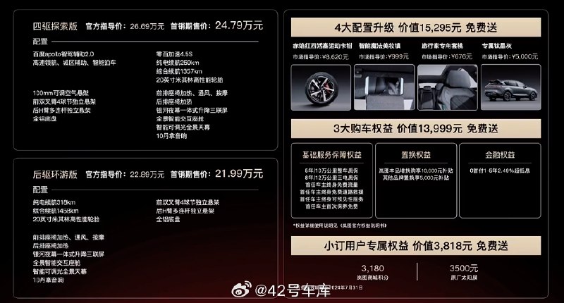 岚图 FREE 318 价格来了，进一步下探到了 20-25 万的区间。配图