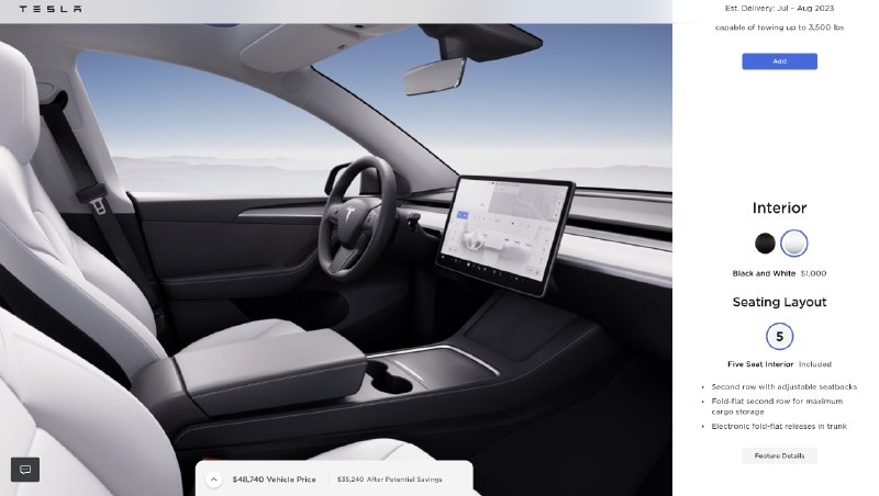 NEWS: @Tesla has added back the white interior as an option in the Model Y AWD in the US. For the last couple weeks the only choice was black.配图