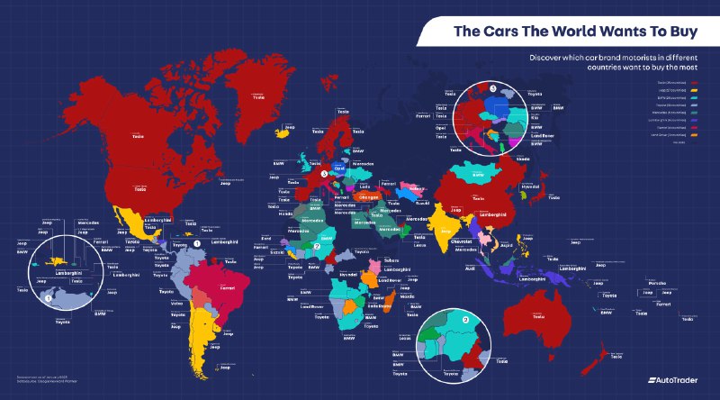 NEWS: @Tesla came out as the car brand people are looking to buy the most across the world. It was the most Googled car for sale in 39 countries - Autotrader配图