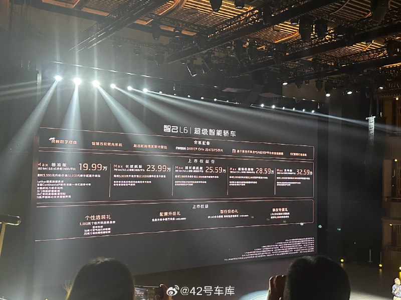 智己 L6 上市权益价 19.99-32.59 万。配图