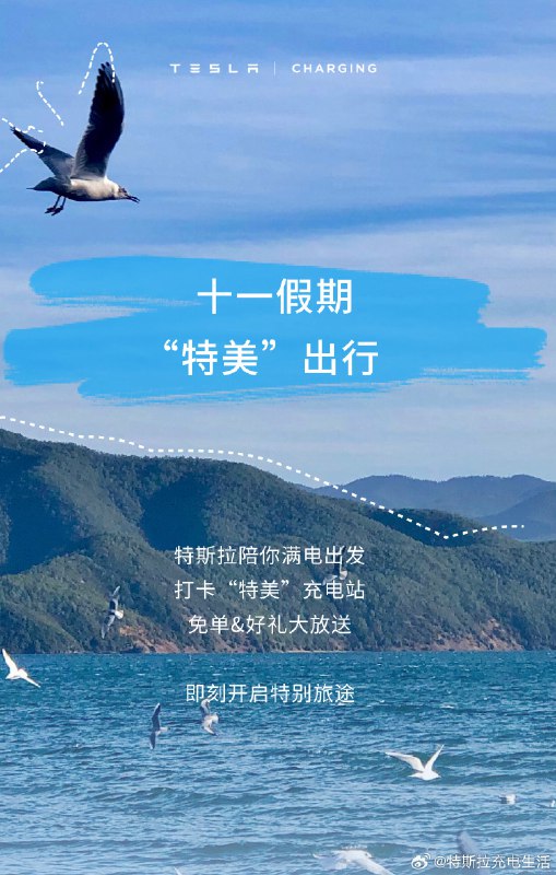 是谁已经按耐不住假期出游的小心思🤭和特斯拉一起打卡“特美”充电站，拍照赢免单，还有充电好礼拿🍉#无忧看世界#配图