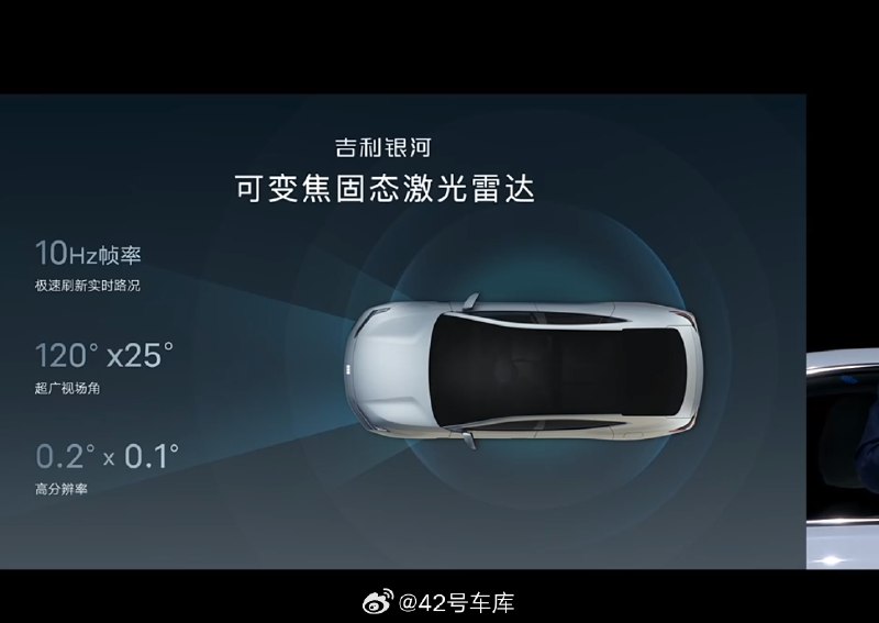 吉利银河 E8 上搭载了激光雷达，其 AEB 可用范围为 4-150 km/h。配图