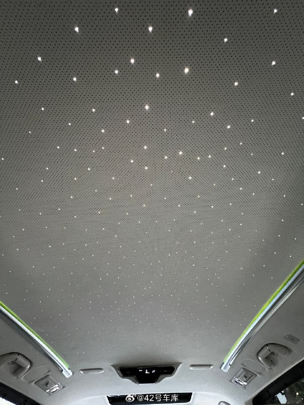 高山行政加长版也标配了星空顶，并且也有流星雨功能，夜晚的效果应该会很棒。配图
