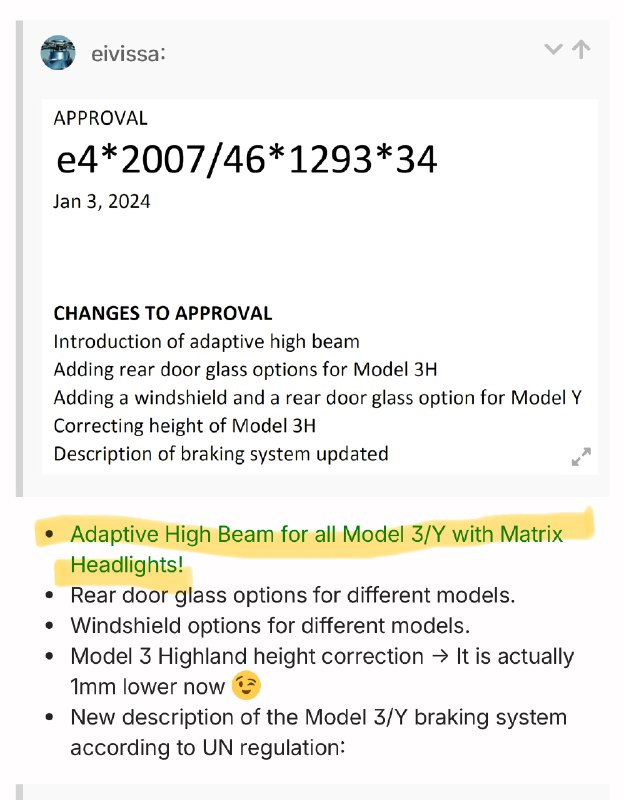 就很难评，不知道该吹还是该喷，2021 年起就开始配置矩阵大灯的 Model3/Y，终于也要开始适配 ADB 了…坐等OTA 吧！配图