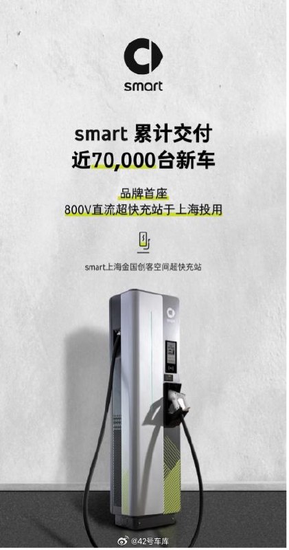 smart 首座 800 V 超充站在上海投入使用。配图